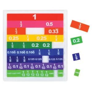 Hand2Mind Plastic Double-Sided Decimal and Fraction Tiles Set 51 Pc Montessori